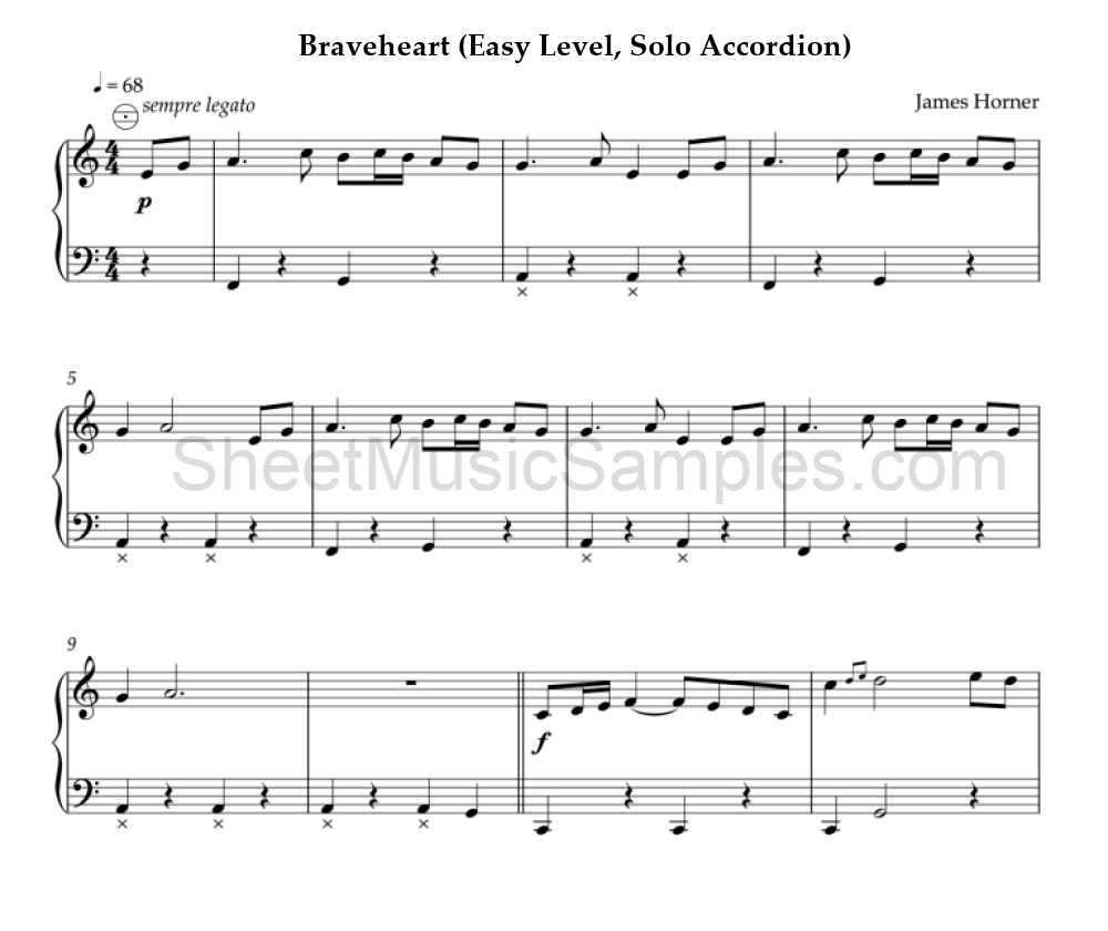 Braveheart (Easy Level, Solo Accordion)