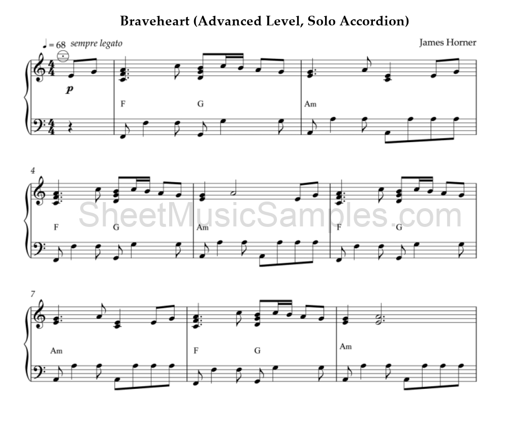 Braveheart (Advanced Level, Solo Accordion)