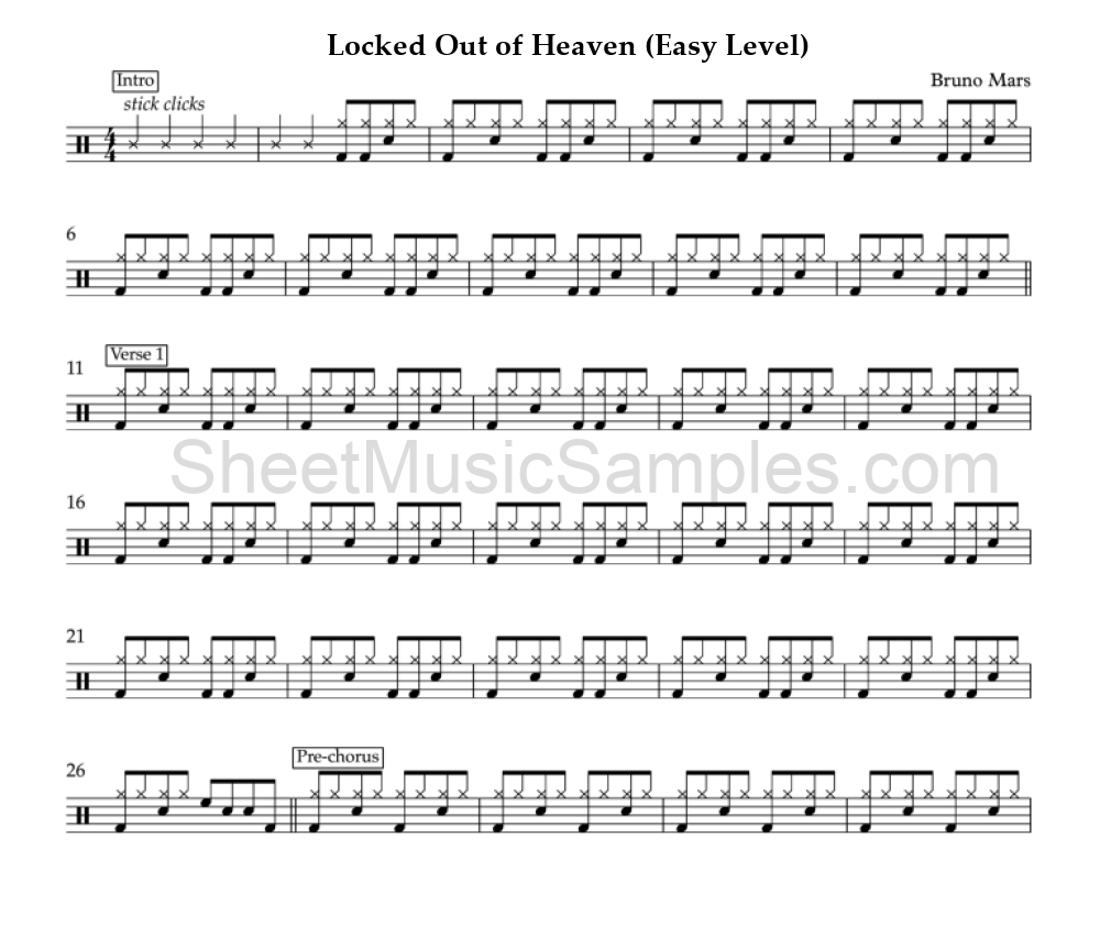 Locked Out of Heaven (Easy Level)