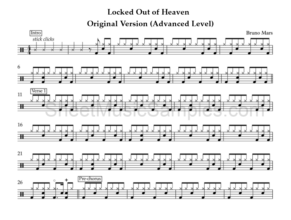 Locked Out of Heaven - Original Version (Advanced Level)