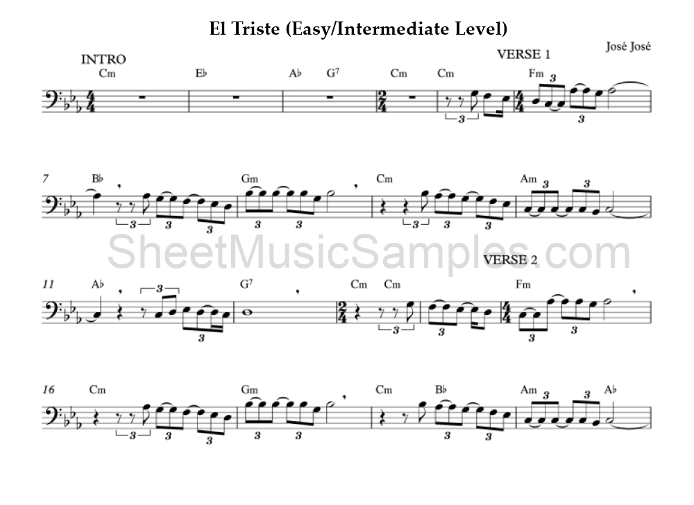 El Triste (Easy/Intermediate Level)