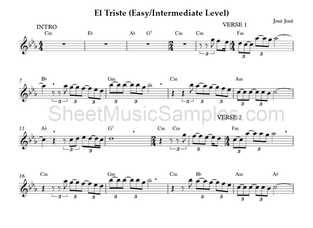 El Triste (Easy/Intermediate Level)