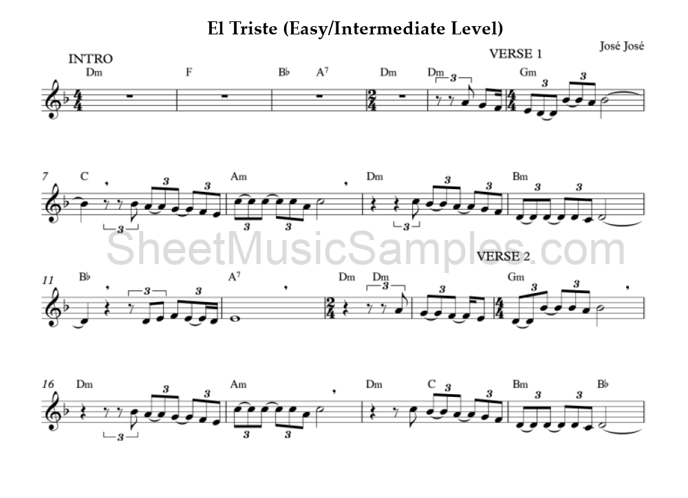 El Triste (Easy/Intermediate Level)