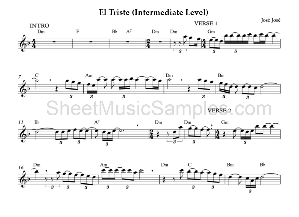 El Triste (Intermediate Level)