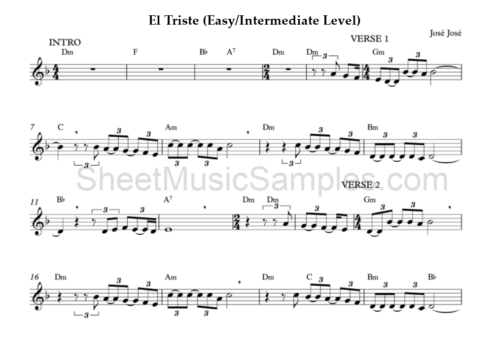 El Triste (Easy/Intermediate Level)