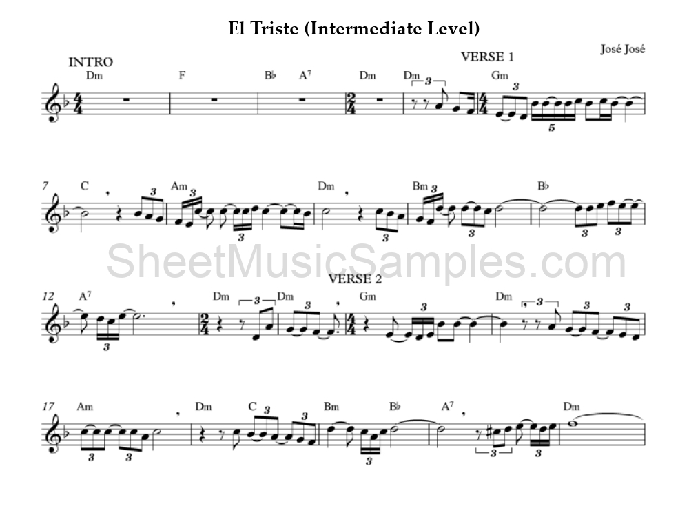 El Triste (Intermediate Level)