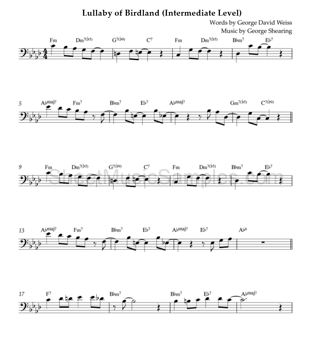 Lullaby of Birdland (Intermediate Level)