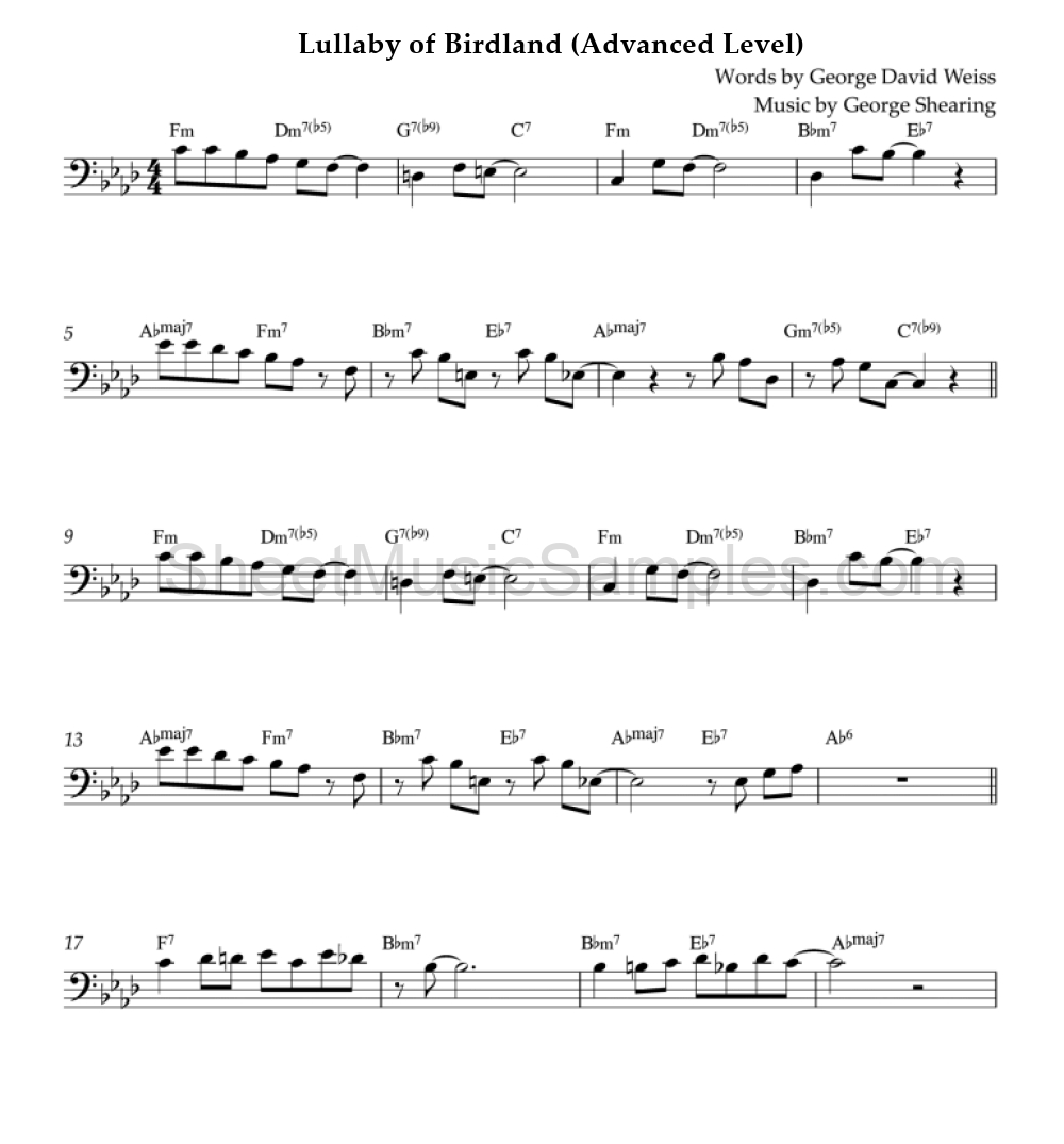 Lullaby of Birdland (Advanced Level)