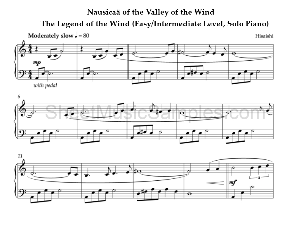 Nausicaä of the Valley of the Wind - The Legend of the Wind (Easy/Intermediate Level, Solo Piano)