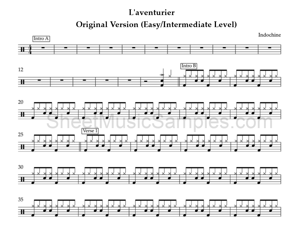 L'aventurier - Original Version (Easy/Intermediate Level)