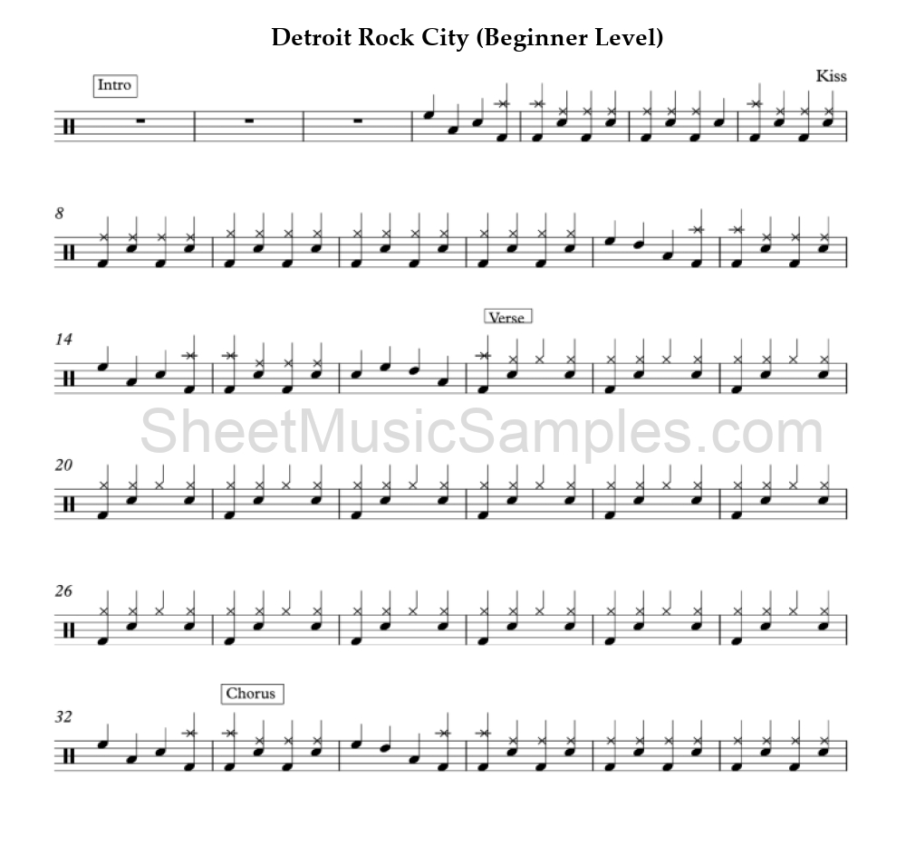 Detroit Rock City (Beginner Level)