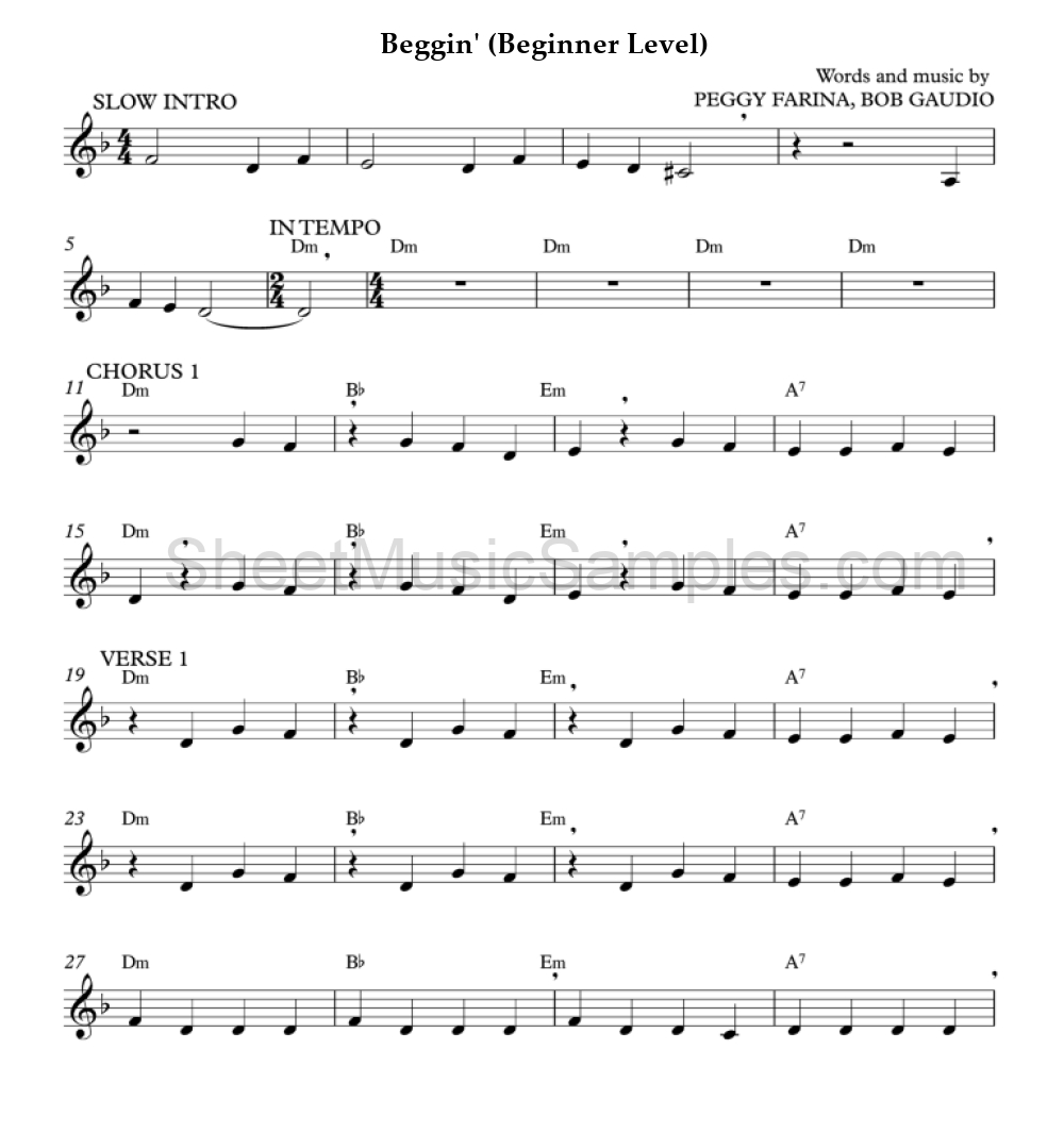 Beggin' (Beginner Level)