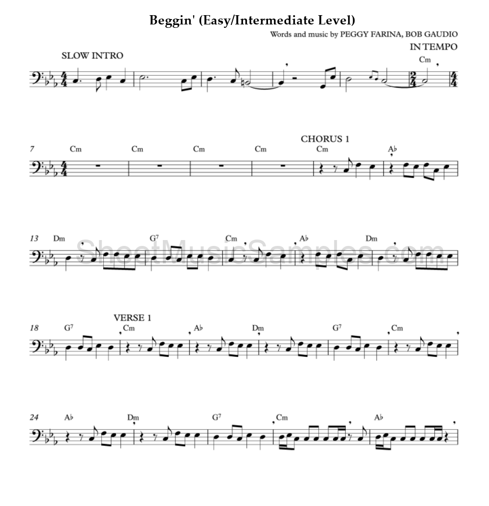 Beggin' (Easy/Intermediate Level)