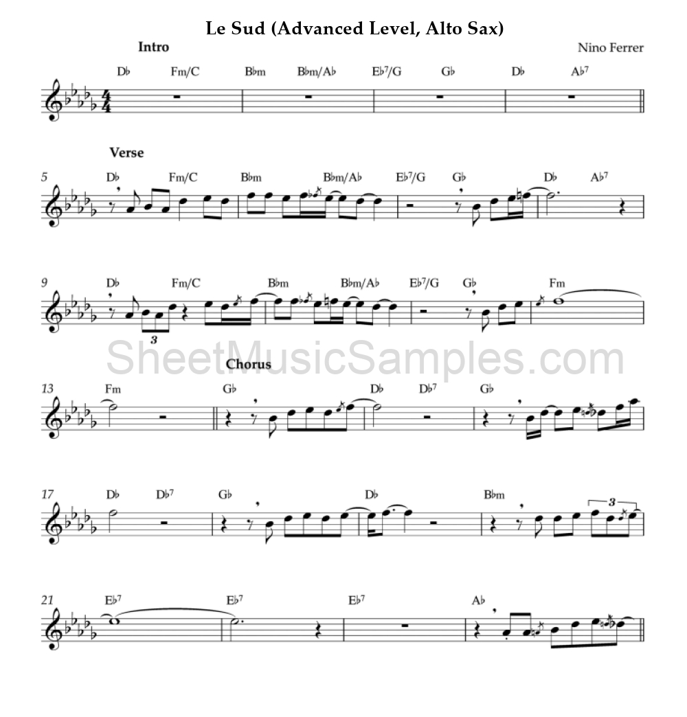 Le Sud (Advanced Level, Alto Sax)