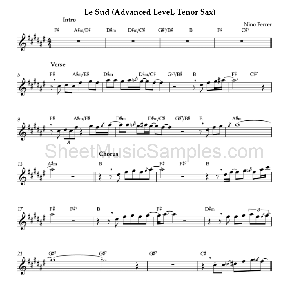 Le Sud (Advanced Level, Tenor Sax)