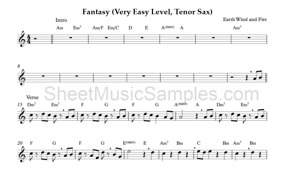 Fantasy (Very Easy Level, Tenor Sax)