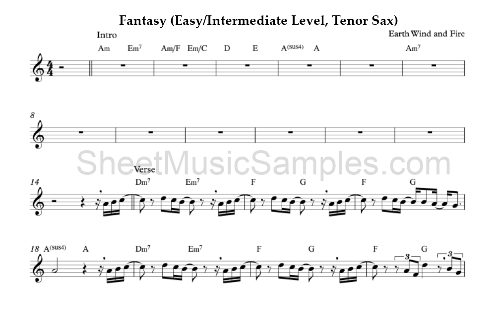 Fantasy (Easy/Intermediate Level, Tenor Sax)