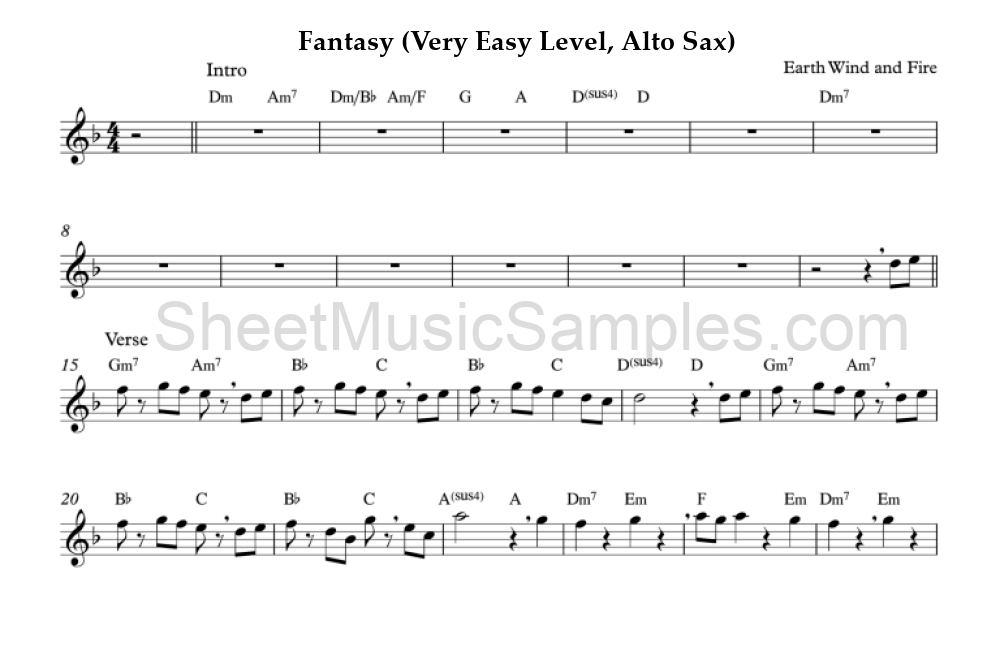 Fantasy (Very Easy Level, Alto Sax)