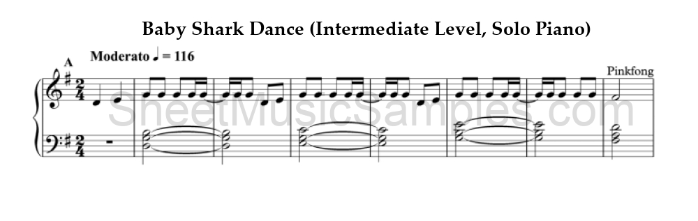 Baby Shark Dance (Intermediate Level, Solo Piano)