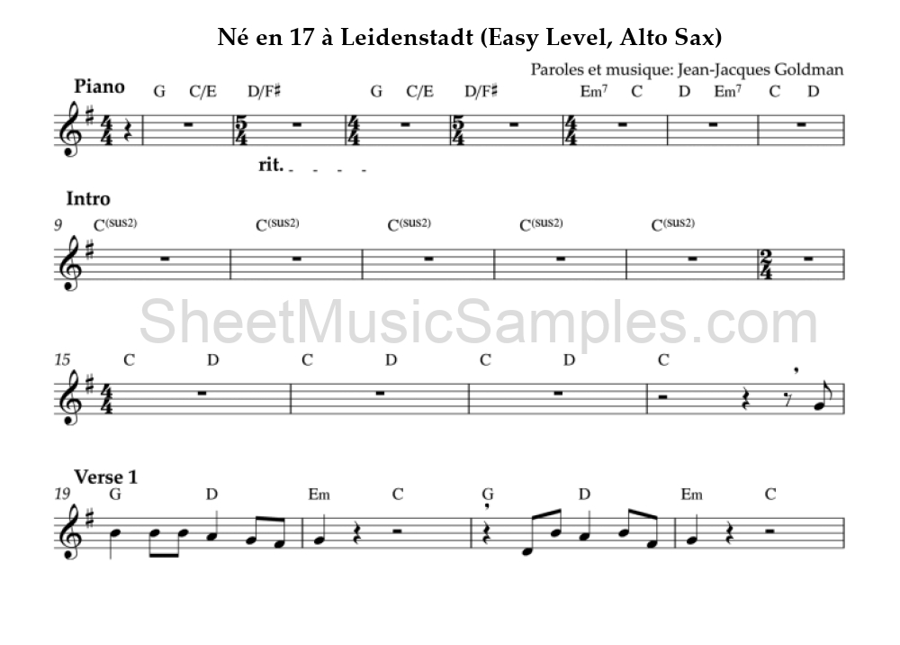 Né en 17 à Leidenstadt (Easy Level, Alto Sax)