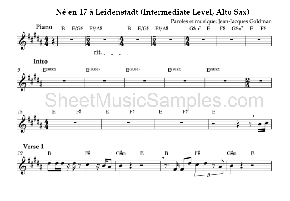 Né en 17 à Leidenstadt (Intermediate Level, Alto Sax)