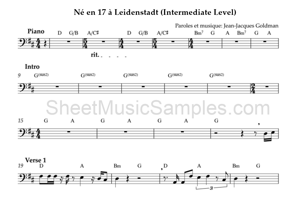 Né en 17 à Leidenstadt (Intermediate Level)