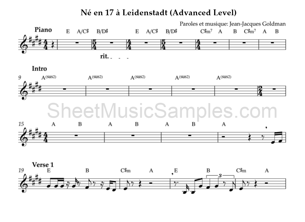 Né en 17 à Leidenstadt (Advanced Level)