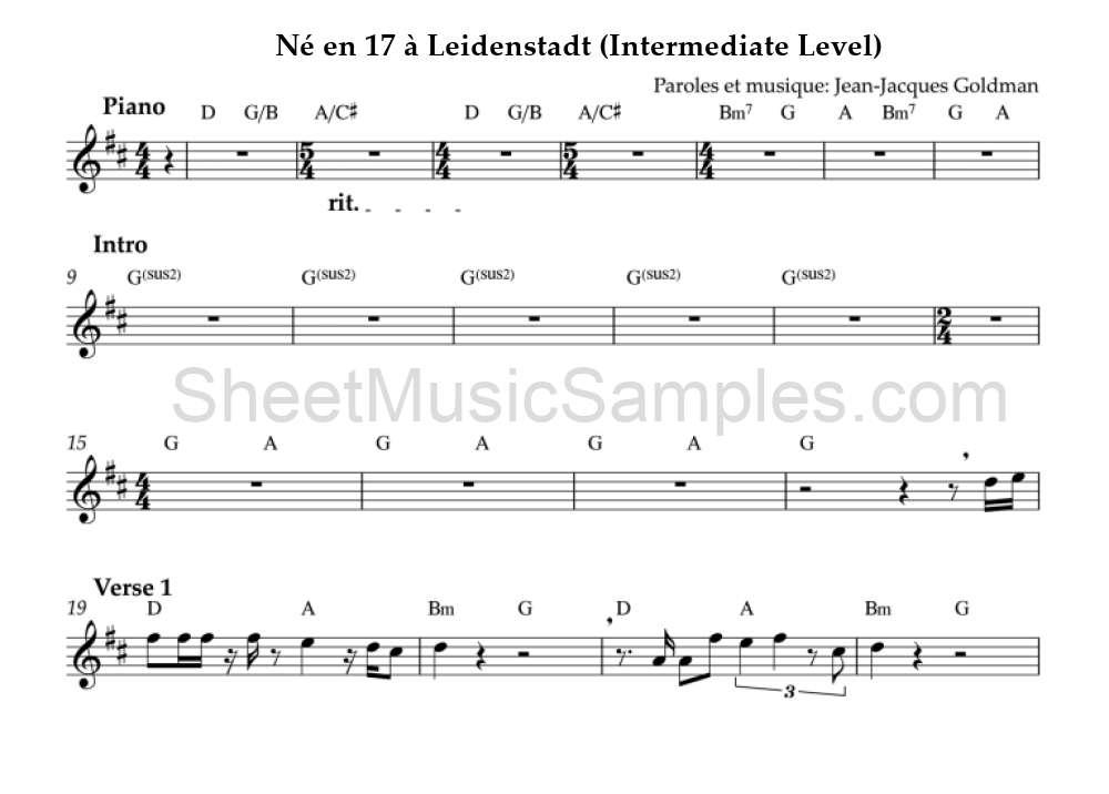 Né en 17 à Leidenstadt (Intermediate Level)