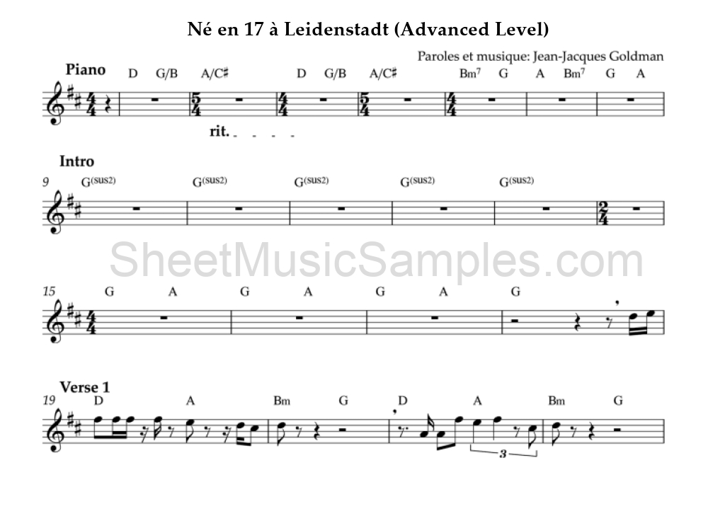 Né en 17 à Leidenstadt (Advanced Level)