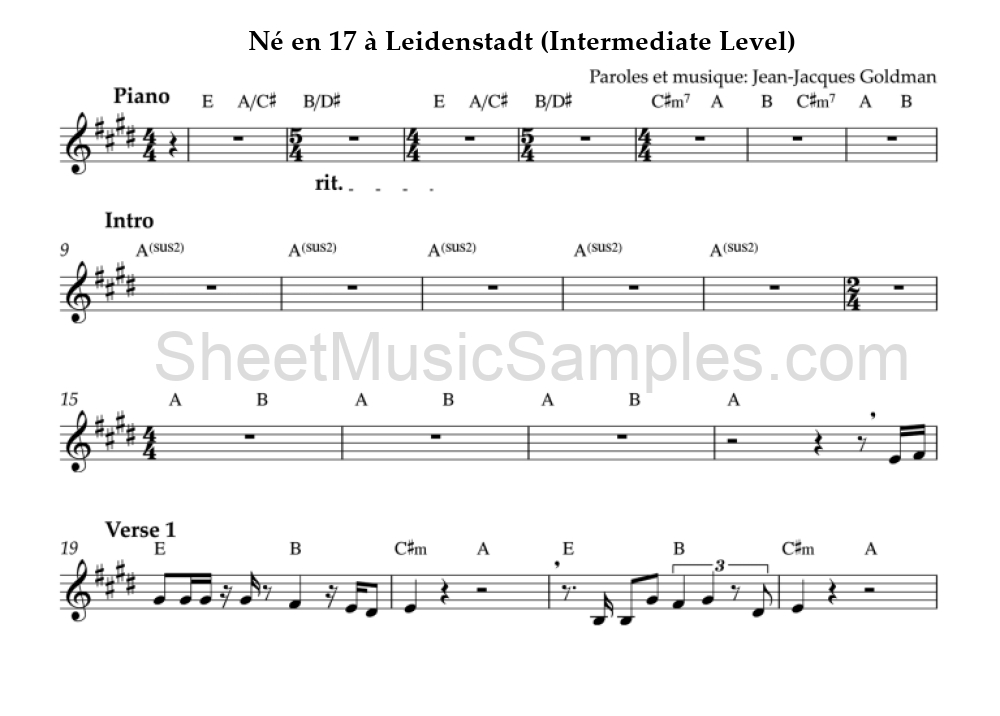 Né en 17 à Leidenstadt (Intermediate Level)