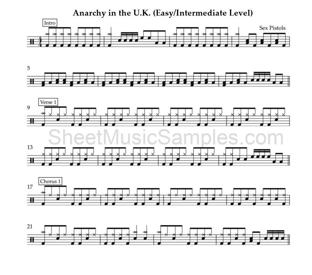 Anarchy in the U.K. (Easy/Intermediate Level)