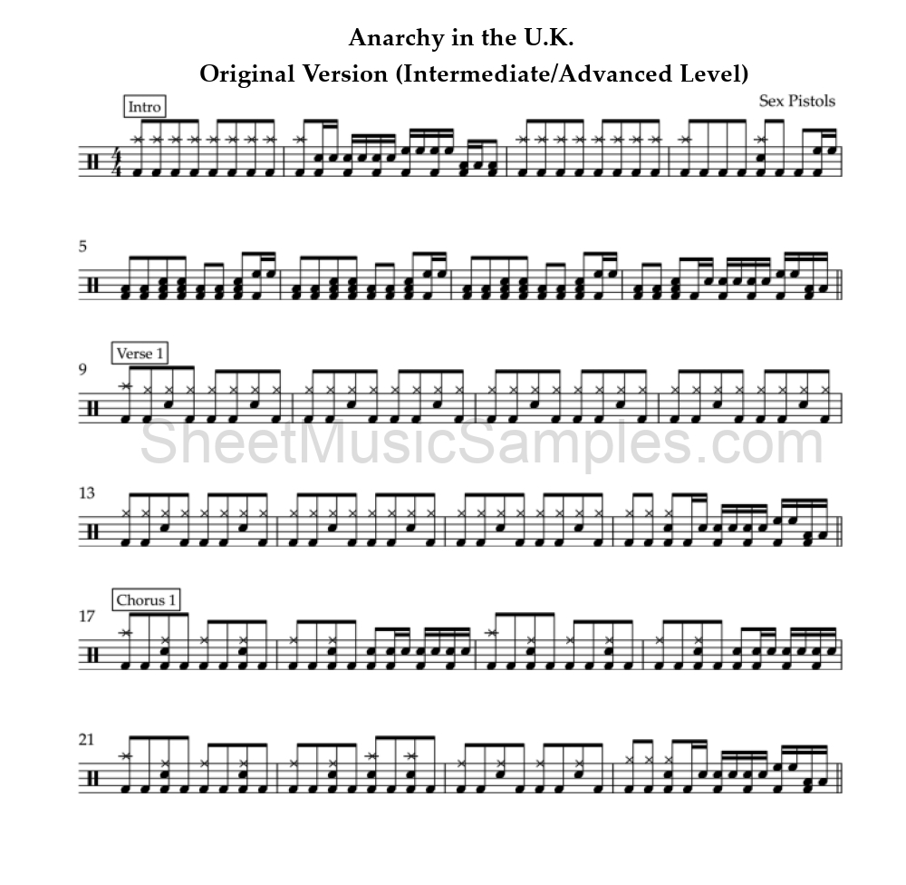 Anarchy in the U.K. - Original Version (Intermediate/Advanced Level)