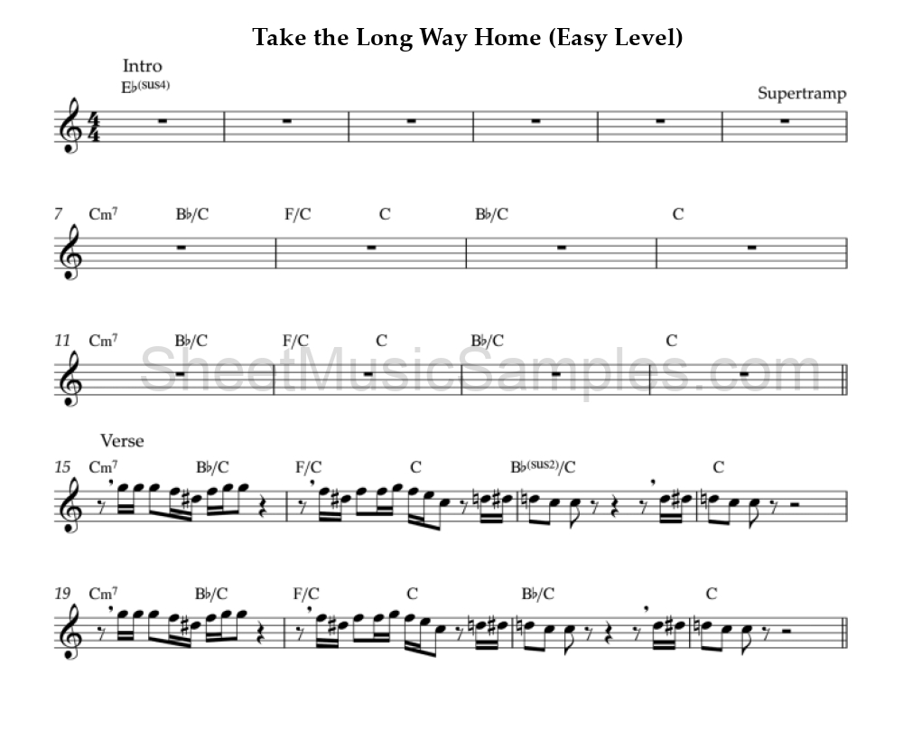 Take the Long Way Home (Easy Level)