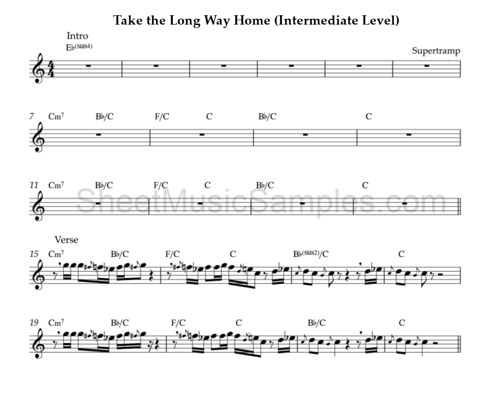 Take the Long Way Home (Intermediate Level)