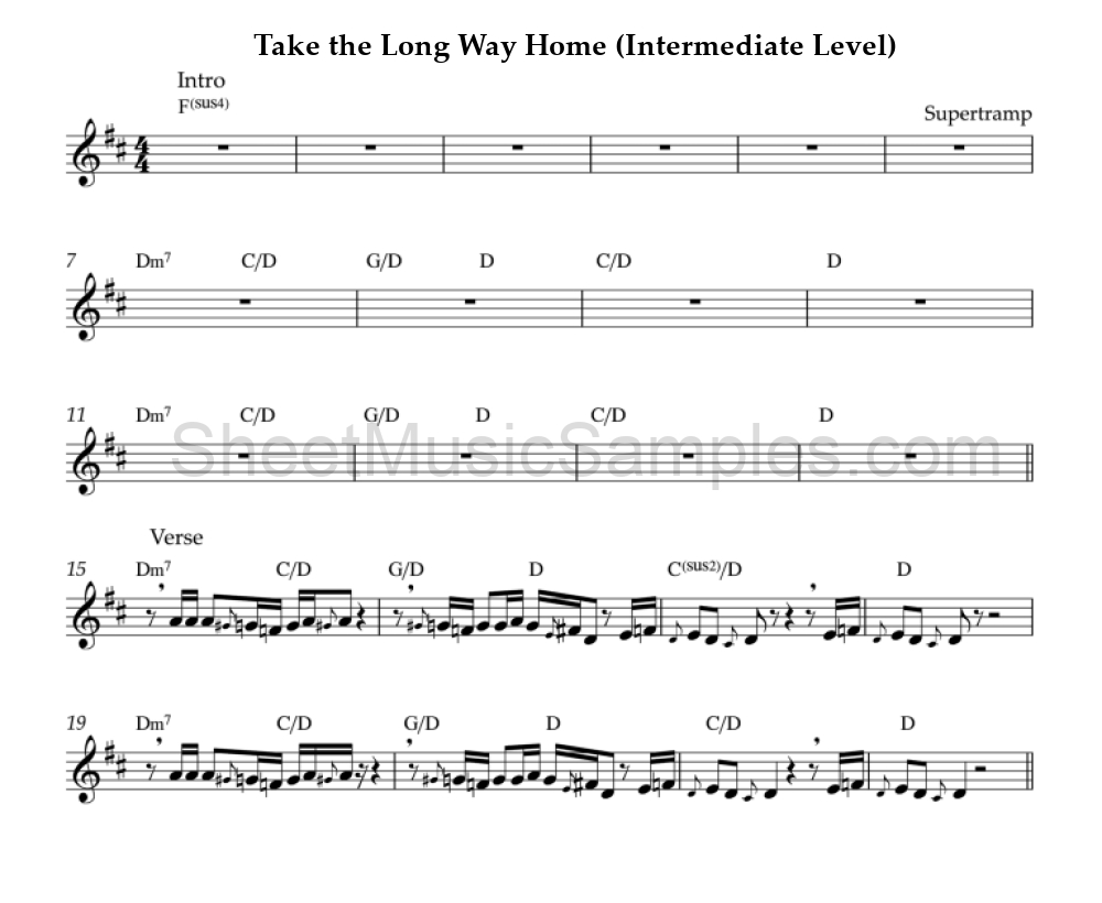 Take the Long Way Home (Intermediate Level)