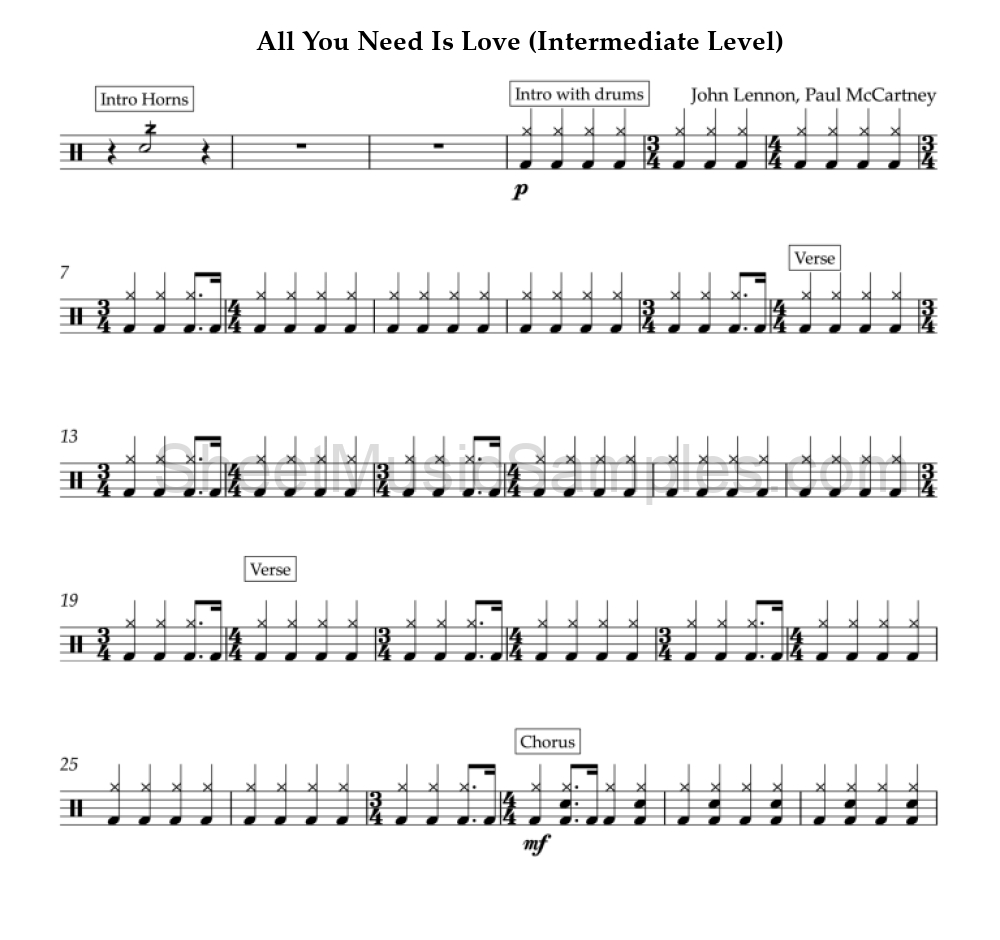 All You Need Is Love (Intermediate Level)