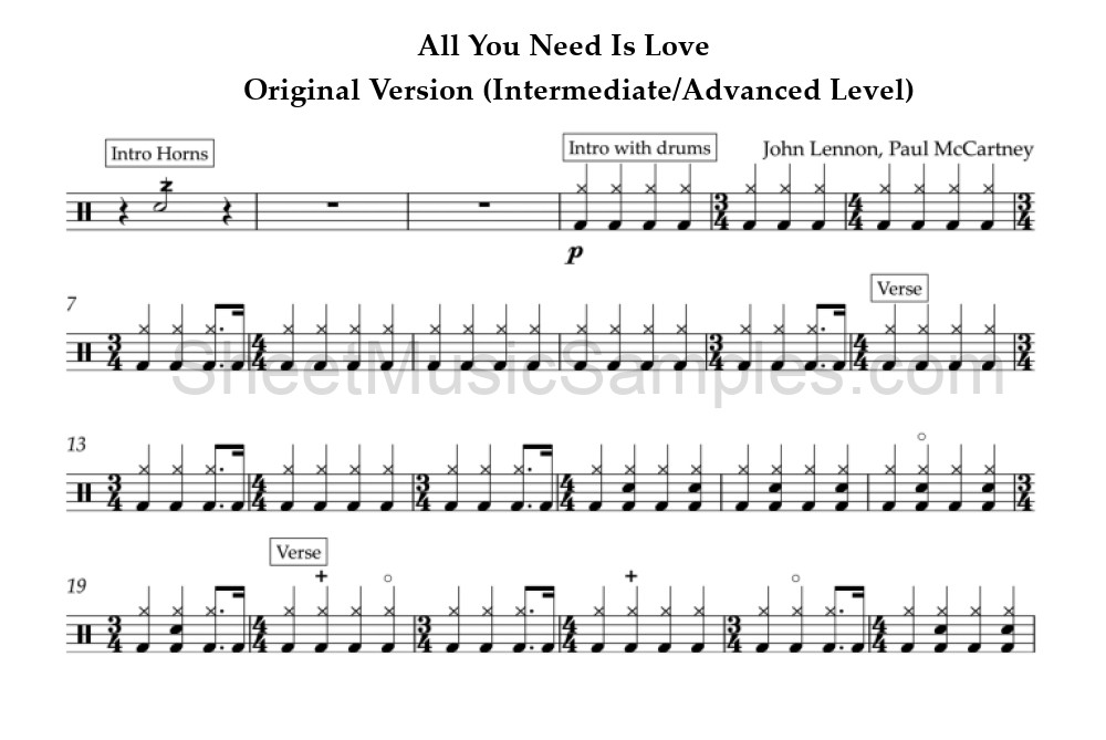 All You Need Is Love - Original Version (Intermediate/Advanced Level)