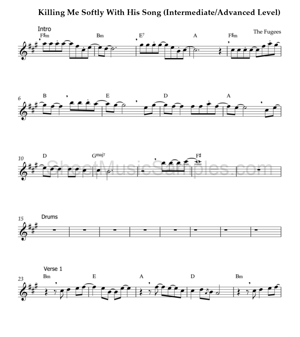 Killing Me Softly With His Song (Intermediate/Advanced Level)