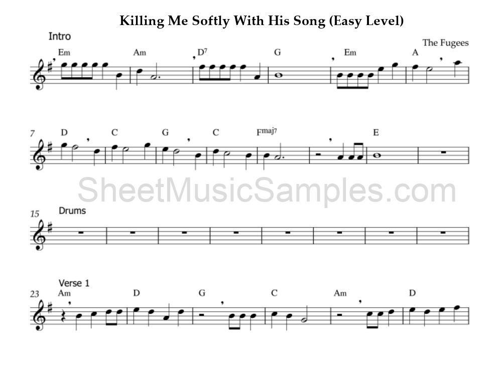 Killing Me Softly With His Song (Easy Level)