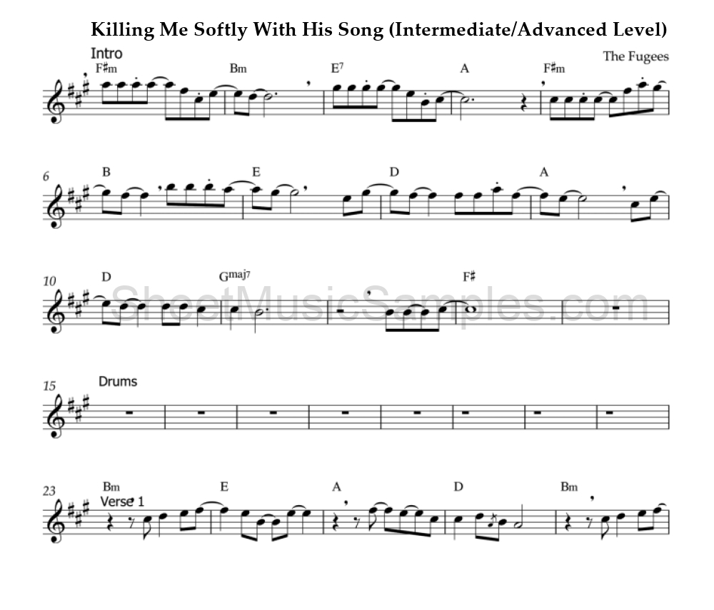 Killing Me Softly With His Song (Intermediate/Advanced Level)