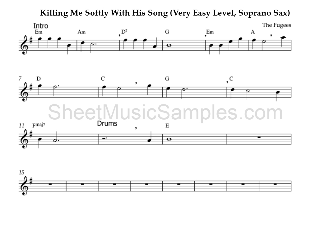 Killing Me Softly With His Song (Very Easy Level, Soprano Sax)