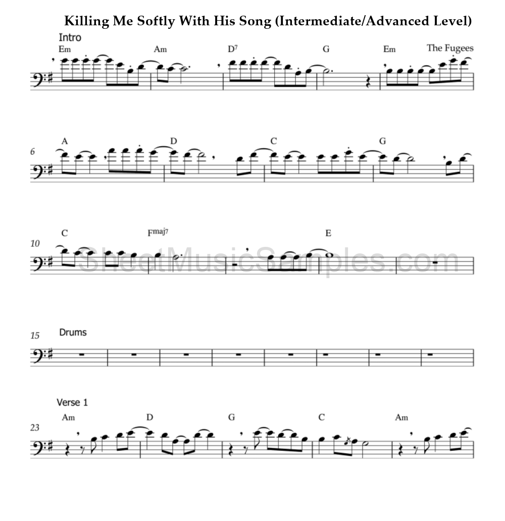 Killing Me Softly With His Song (Intermediate/Advanced Level)