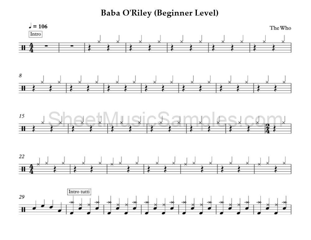 Baba O'Riley (Beginner Level)