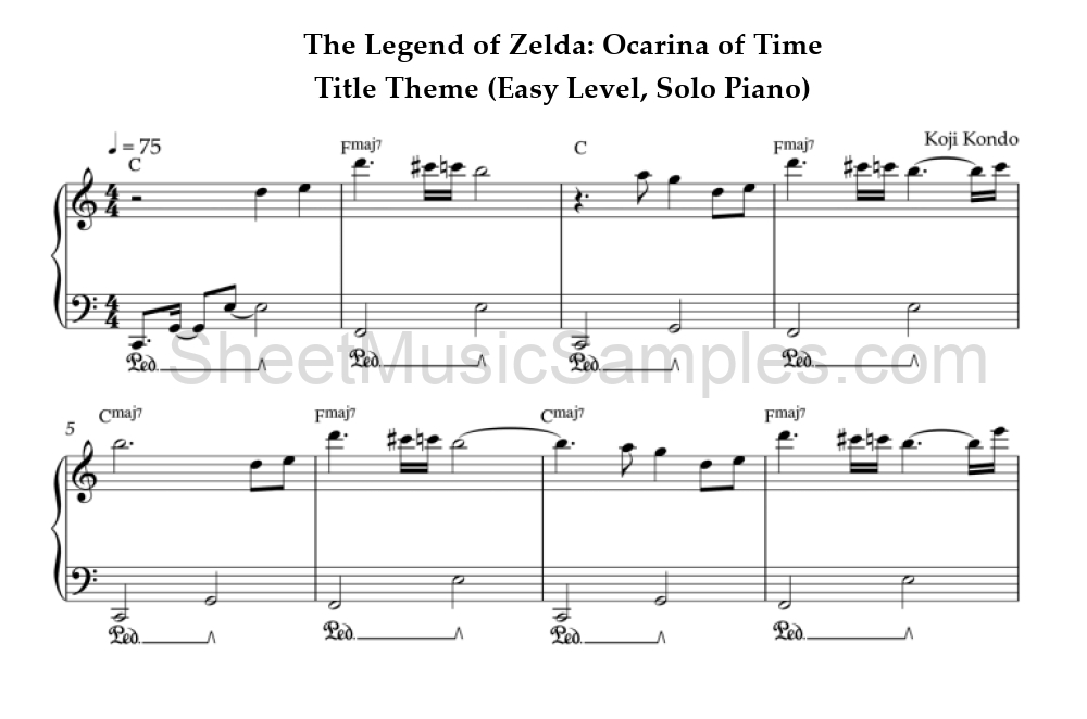 The Legend of Zelda: Ocarina of Time - Title Theme (Easy Level, Solo Piano)