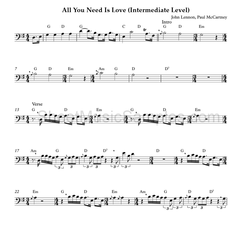 All You Need Is Love (Intermediate Level)