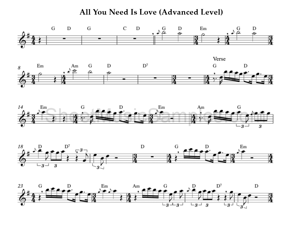 All You Need Is Love (Advanced Level)