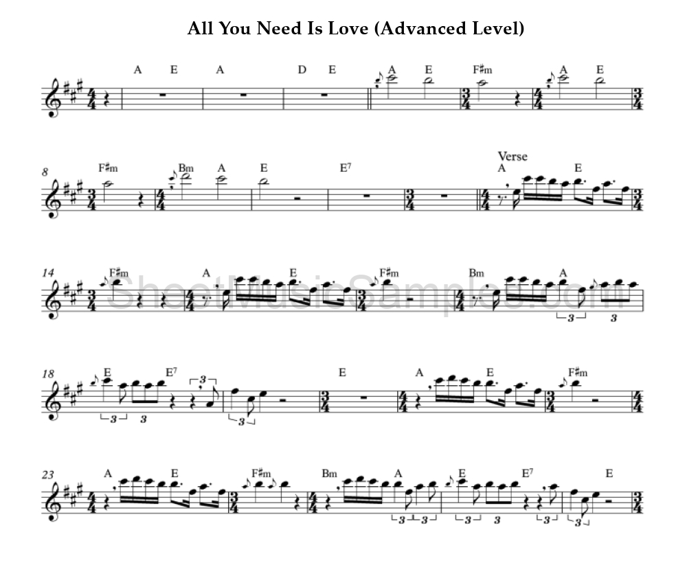 All You Need Is Love (Advanced Level)