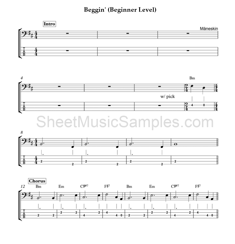 Beggin' (Beginner Level)