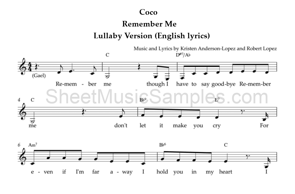 Coco - Remember Me - Lullaby Version (English lyrics)