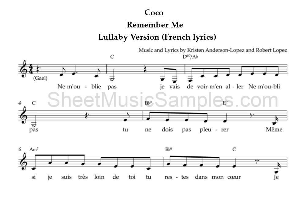 Coco - Remember Me - Lullaby Version (French lyrics)